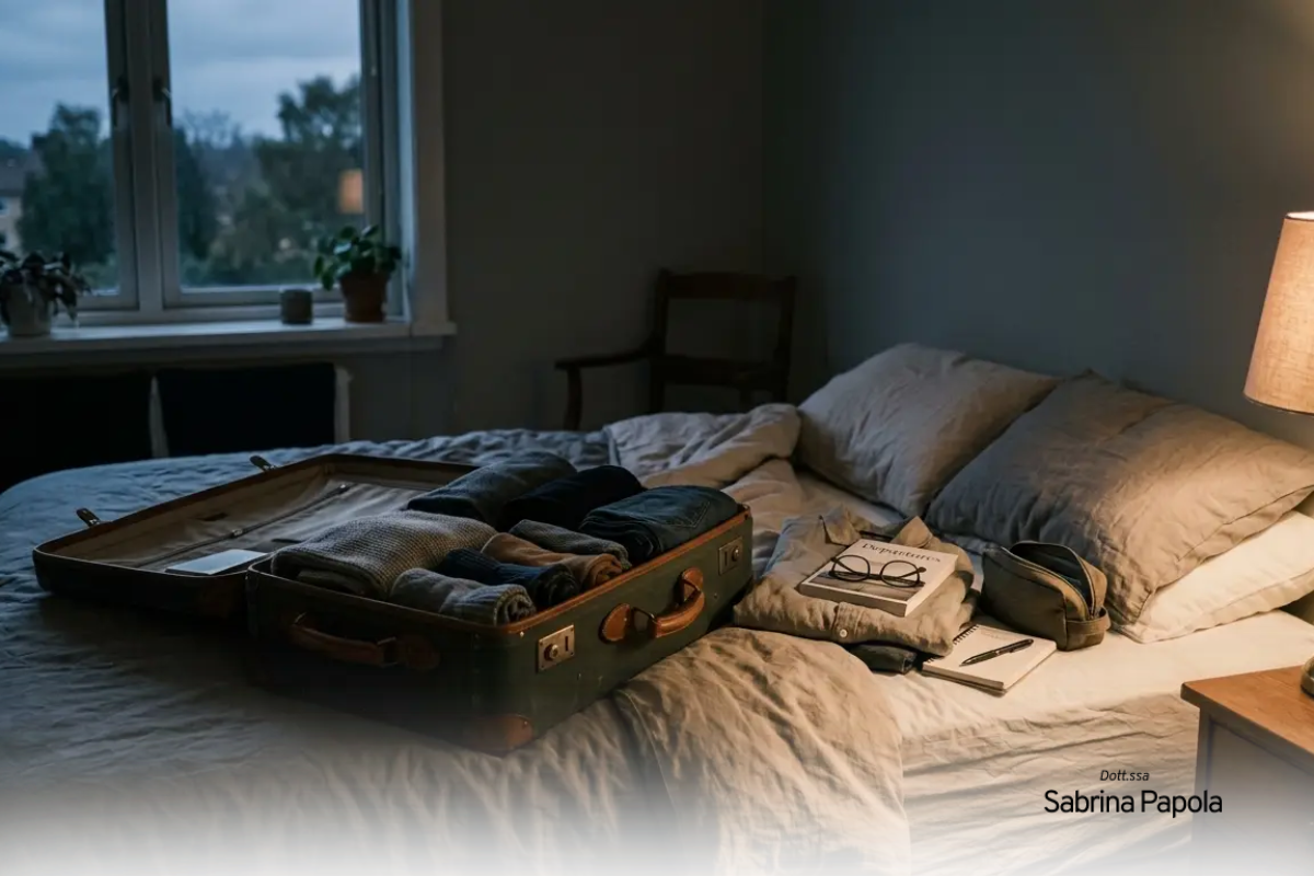 Valigia aperta e appoggiata sul letto la sera prima della partenza | Sabrina Papola