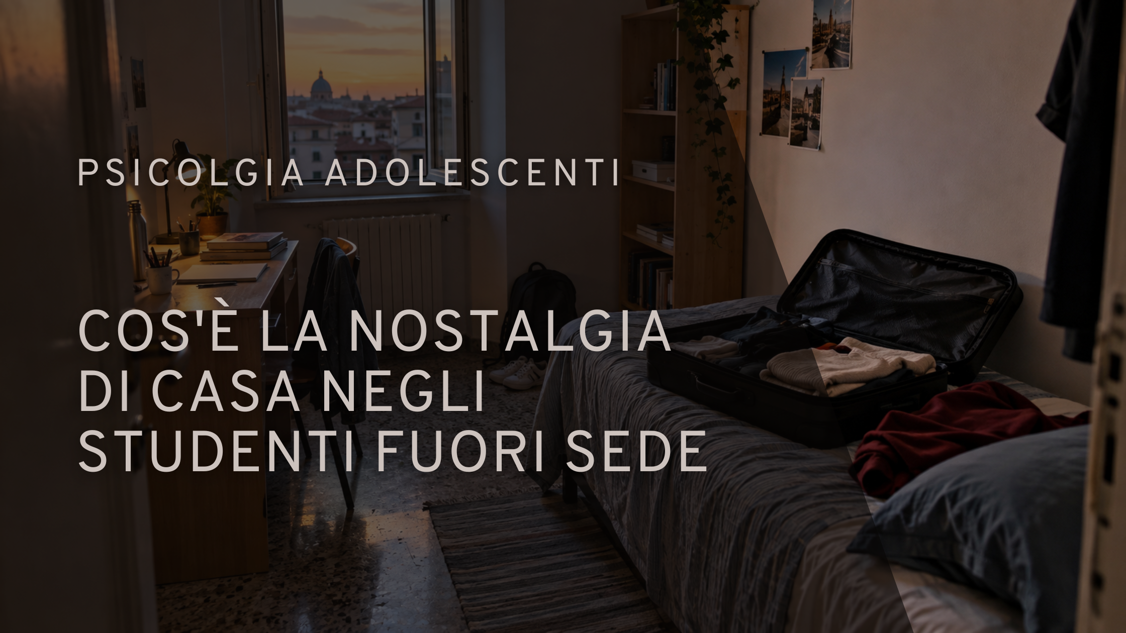 Stanza in affitto di uno studente fuori sede con valigia ancora aperta | Sabrina Papola